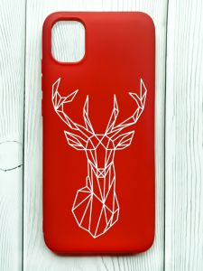 Матовий червоний чохол на Samsung Galaxy A04E/A042 :: Олень (принт 129)