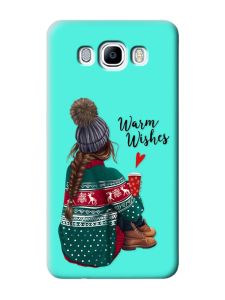 Матовий бірюзовий чохол на Samsung Galaxy J7(2016) J710 :: Дівчина з кавою (принт 136)