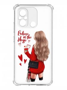 Чохол з потовщеними кутами на Xiaomi Redmi 12C :: Дівчина з кавою (принт 137)