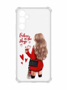 Чохол з потовщеними кутами на Samsung Galaxy A34 5G :: Дівчина з кавою (принт 137)