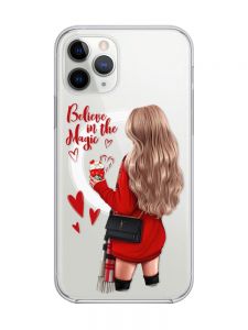 Магнітний чохол на iPhone 11 Pro Max із підтримкою MagSafe :: Дівчина з кавою (принт 137)