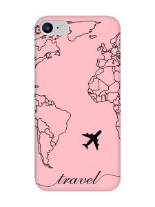 Матовий рожевий чохол на iPhone 7 / 8 :: Карта. Контур (принт 330)