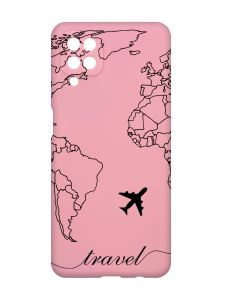 Матовий рожевий чохол на Samsung Galaxy A12 :: Карта. Контур (принт 330)