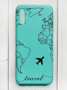 Матовий бірюзовий чохол на Xiaomi Redmi 9А :: Карта. Контур (принт 330)