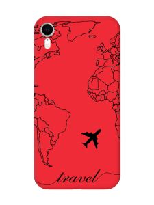 Матовий червоний чохол на Apple iPhone XR :: Карта. Контур (принт 330)