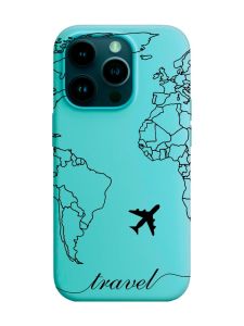 Матовий бірюзовий чохол на Apple iPhone 14 Pro :: Карта. Контур (принт 330)
