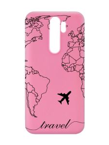 Матовий рожевий чохол на Xiaomi Redmi Note 8 Pro :: Карта. Контур (принт 330)