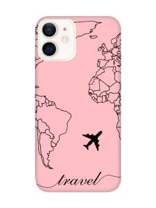 Матовий рожевий чохол на Apple iPhone 12 / 12 Pro (6.1) :: Карта. Контур (принт 330)