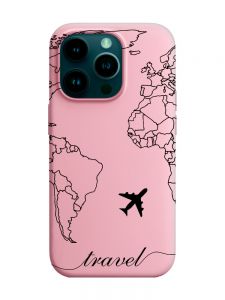 Матовий рожевий чохол на Apple iPhone 14 Pro :: Карта. Контур (принт 330)