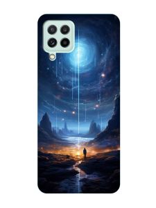 Чохол з бірюзовими боками на Samsung Galaxy M32/M22/A22 4G :: Космос (принт 244)