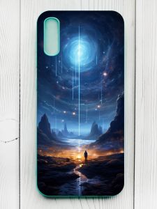 Чохол з бірюзовими боками на Xiaomi Redmi 9А :: Космос (принт 244)