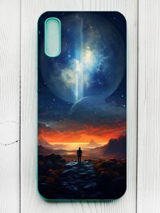 Чохол з бірюзовими боками на Xiaomi Redmi 9А :: Космос (принт 247)