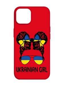 Матовий червоний чохол на Apple iPhone 14 :: Українська дівчина (патріотичний принт 113)