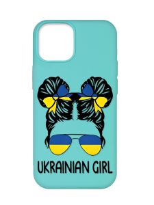 Матовий бірюзовий чохол на Apple iPhone 12 Pro Max :: Українська дівчина (патріотичний принт 113)