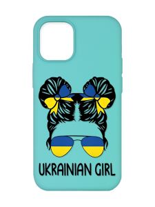 Матовий бірюзовий чохол на Apple iPhone 12/12 Pro (6.1) :: Українська дівчина (патріотичний принт 113)