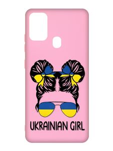 Матовий рожевий чохол на Samsung Galaxy M30s/M21 :: Українська дівчина (патріотичний принт 113)