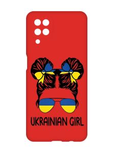 Матовий червоний чохол на Samsung Galaxy A12 :: Українська дівчина (патріотичний принт 113)