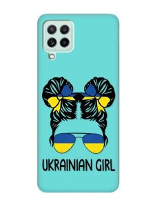 Матовий бірюзовий чохол на Samsung Galaxy M32/M22/A22 4G :: Українська дівчина (патріотичний принт 113)
