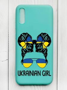 Матовий бірюзовий чохол на Xiaomi Redmi 9А :: Українська дівчина (патріотичний принт 113)