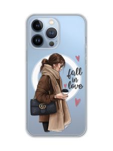 Магнітний чохол на iPhone 13 Pro (6.1) із підтримкою MagSafe :: Дівчина з кавою (принт 112)