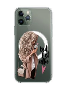 Магнітний чохол на iPhone 12/12 Pro із підтримкою MagSafe :: Дівчина з кавою (принт 114)