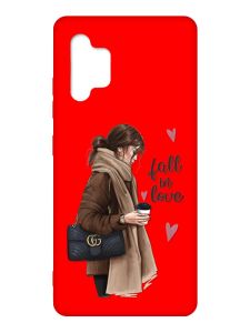 Матовий червоний чохол на Samsung Galaxy A32 :: Дівчина з кавою (принт 112)