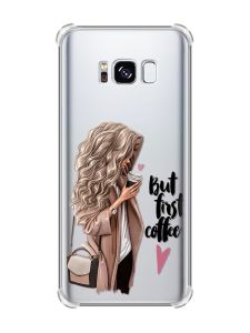 Чохол з потовщеними кутами на Samsung Galaxy S8 :: Дівчина з кавою (принт 114)