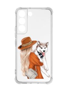 Чохол із потовщеними кутами на Samsung Galaxy S22 :: Дівчина з песиком (принт 115)