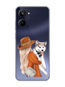 Прозорий чохол на Realme 10 4G :: Дівчина з песиком (принт 115)