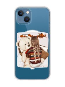 Магнітний чохол на iPhone 13 (6.1) із підтримкою MagSafe :: Дівчинка з ведмедиком (принт 117)