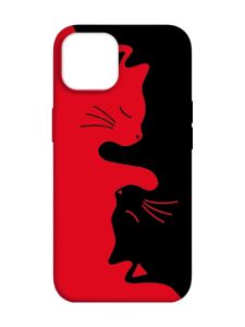 Матовий червоний чохол на Apple iPhone 14 :: Котики (принт 118)