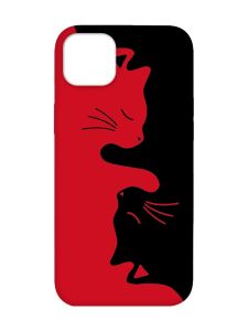 Матовий червоний чохол на iPhone 14 Plus :: Котики (принт 118)