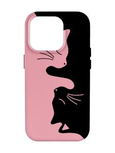 Матовий рожевий чохол на Apple iPhone 14 Pro Max :: Котики (принт 118)