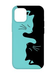 Матовий бірюзовий чохол на Apple iPhone 12/12 Pro (6.1) :: Котики (принт 118)