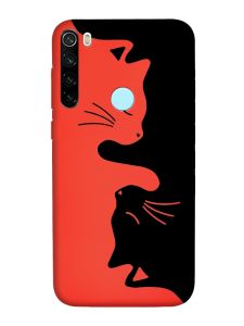 Матовий червоний чохол на Xiaomi Redmi Note 8T :: Котики (принт 118)