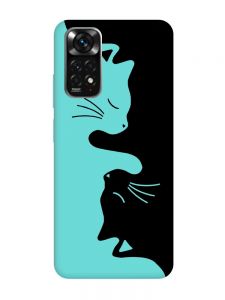 Матовий бірюзовий чохол на Xiaomi Redmi Note 11 :: Котики (принт 118)