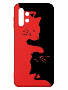 Матовий червоний чохол на Samsung A13 4G :: Котики (принт 118)