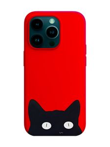Матовий червоний чохол на Apple iPhone 14 Pro :: Котик (принт 119)