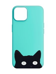 Матовий бірюзовий чохол на Apple iPhone 14 :: Котик (принт 119)