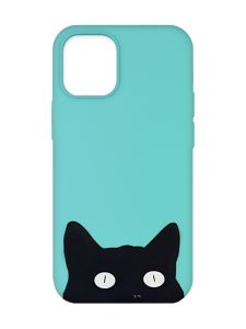 Матовий бірюзовий чохол на Apple iPhone 12/12 Pro (6.1) :: Котик (принт 119)