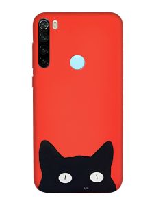 Матовий червоний чохол на Xiaomi Redmi Note 8T :: Котик (принт 119)