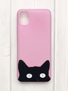 Матовий рожевий чохол на Samsung Galaxy A04E/A042 :: Котик (принт 119)