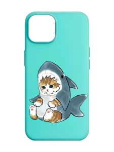 Матовий бірюзовий чохол на Apple iPhone 14 :: Кошеня (принт 120)