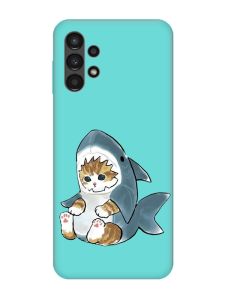 Матовий бірюзовий чохол на Samsung Galaxy A13 4G :: Кошеня (принт 120)