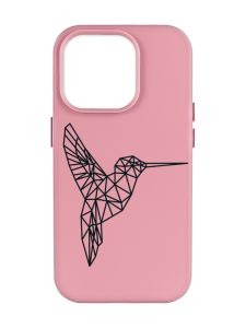 Матовий рожевий чохол на Apple iPhone 14 Pro Max :: Колібрі (принт 122)