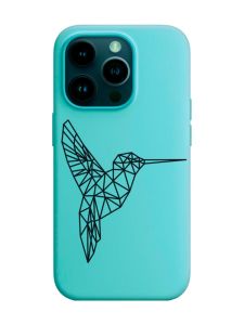 Матовий бірюзовий чохол на Apple iPhone 14 Pro :: Колібрі (принт 122)