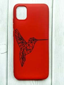 Матовий червоний чохол на Samsung Galaxy A04E/A042 :: Колібрі (принт 122)