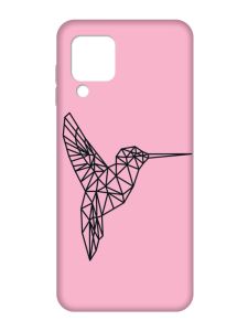 Матовий рожевий чохол на Samsung Galaxy M32/A22/M22 4G :: Колібрі (принт 122)