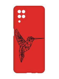 Матовий червоний чохол на Samsung Galaxy A12 :: Колібрі (принт 122)