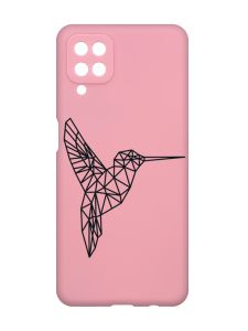 Матовий рожевий чохол на Samsung Galaxy A12 :: Колібрі (принт 122)